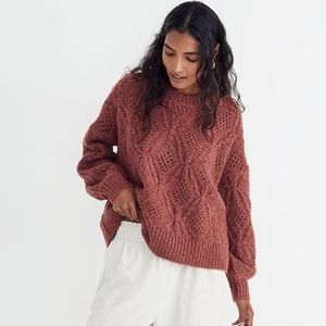 Madewell Pointelle Cayden Balloon Sleeve Sweater. Size Medium